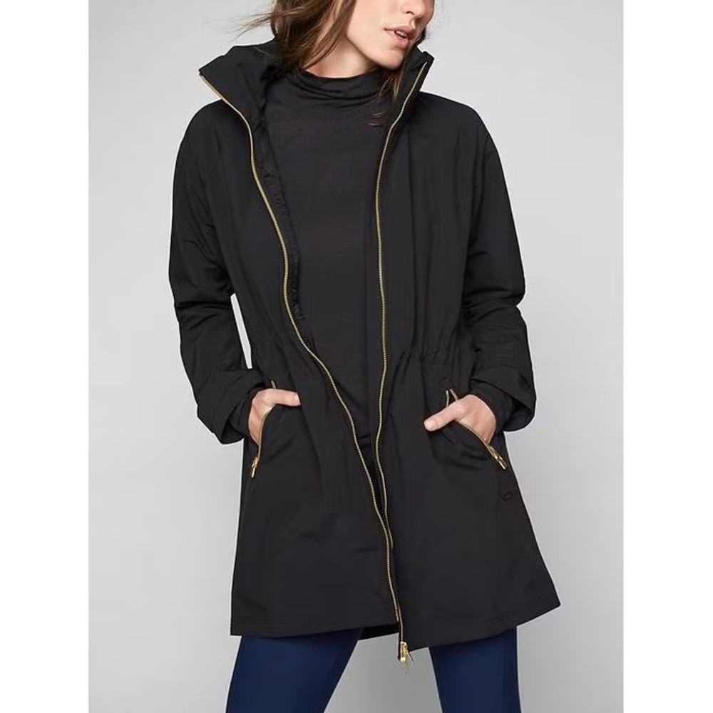 Athleta Misty Rain Jacket Women S Black Gorpcore Minimalist Athleisure Cabincore